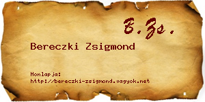 Bereczki Zsigmond névjegykártya